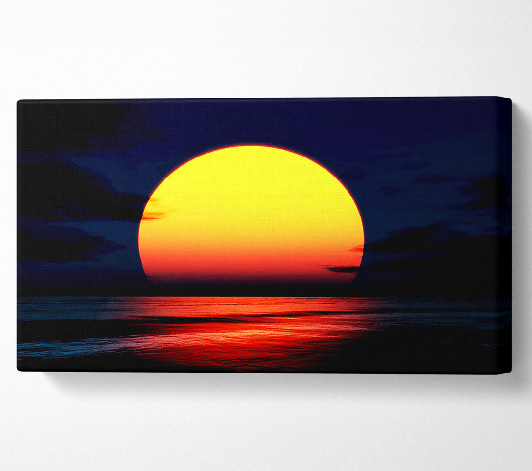  A Canvas Print of Huge Golden Sun Over Ocean Canvas Art