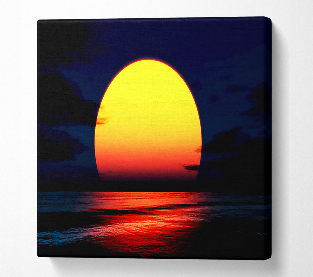  A Canvas Print of Huge Golden Sun Over Ocean Canvas Art