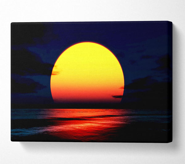  A Canvas Print of Huge Golden Sun Over Ocean Canvas Art