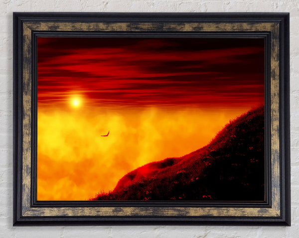 Red Sky Above The Clouds Framed Print