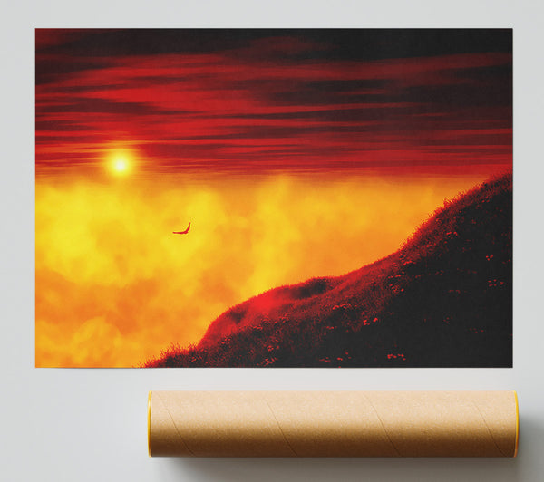 Red Sky Above The Clouds Giclee Print