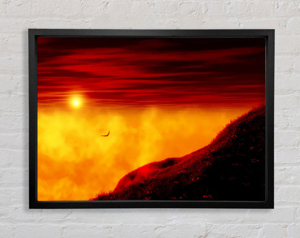 Red Sky Above The Clouds Framed Print