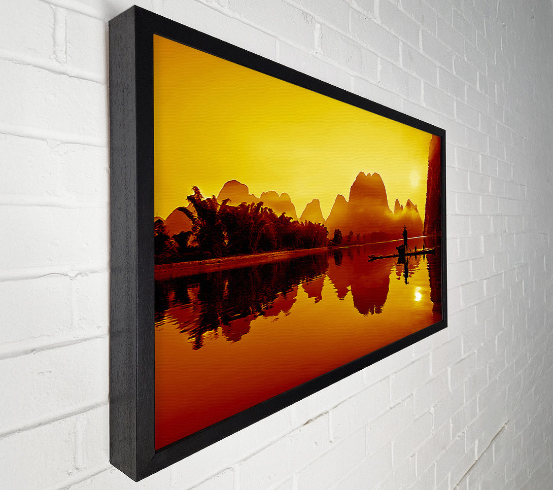  A Canvas Print of Fisherman Reflection Caramel Canvas Print