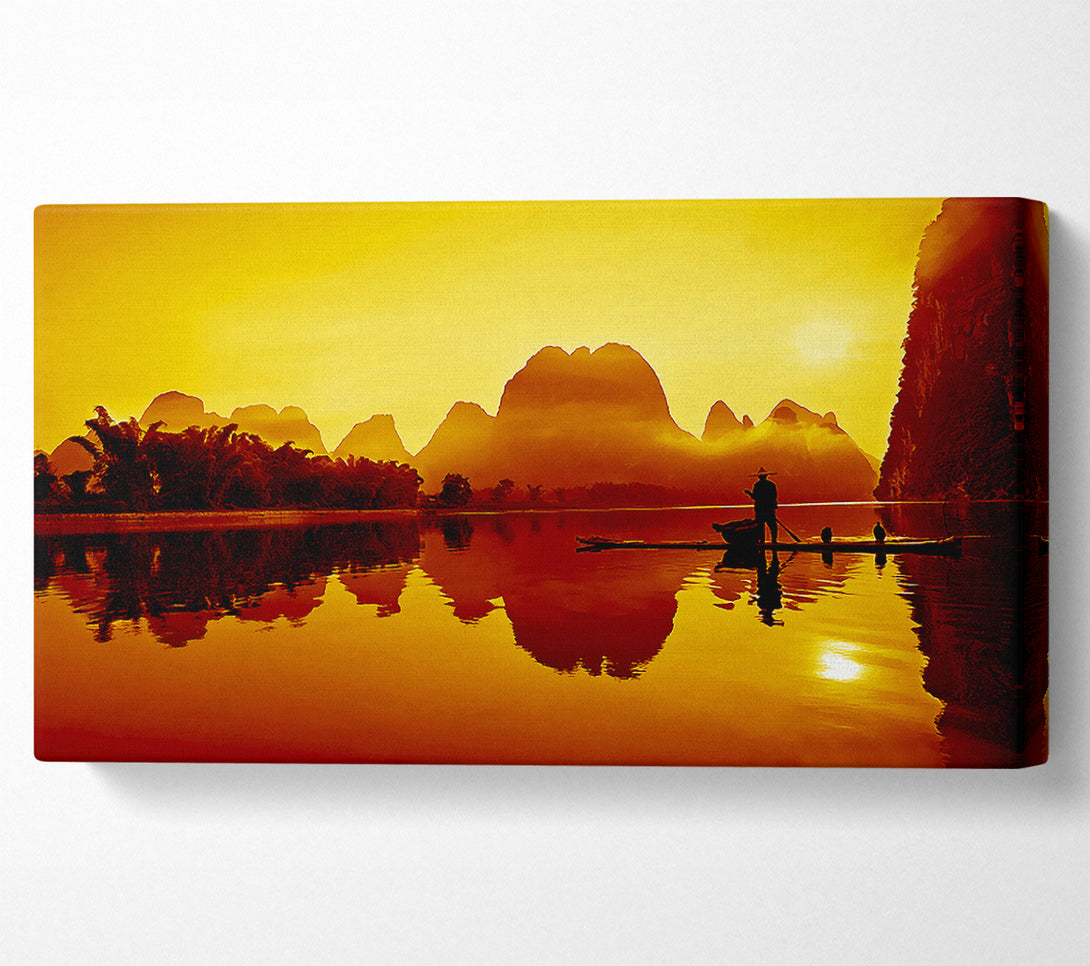  A Canvas Print of Fisherman Reflection Caramel Canvas Print