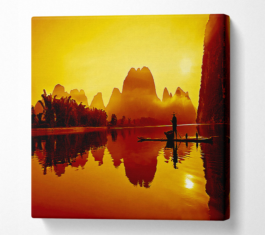  A Canvas Print of Fisherman Reflection Caramel Canvas Print