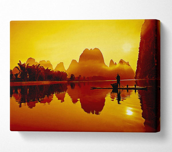  A Canvas Print of Fisherman Reflection Caramel Canvas Print