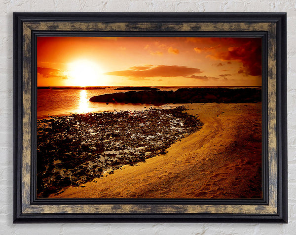 Ochre Ocean Sunset Framed Print