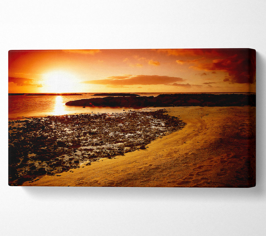  A Canvas Print of Ochre Ocean Sunset Canvas Wall Art