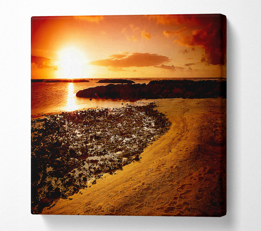  A Canvas Print of Ochre Ocean Sunset Canvas Wall Art
