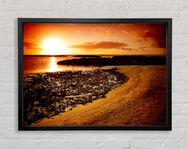 Ochre Ocean Sunset Framed Print