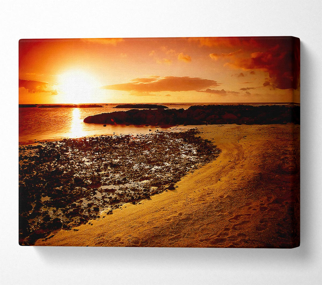  A Canvas Print of Ochre Ocean Sunset Canvas Wall Art