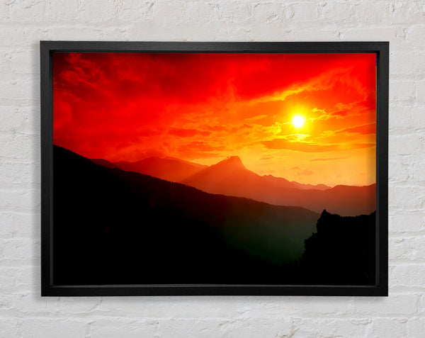 Sunblaze In The Italian Hills Framed Print