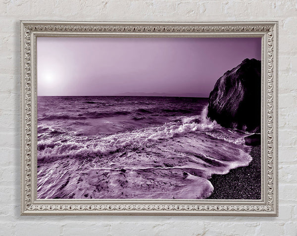 Lilac Ocean Sun Framed Print