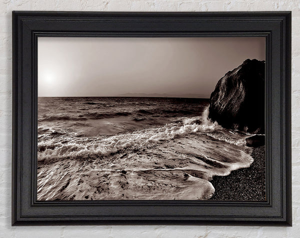 Chocolate Ocean Sun Framed Print