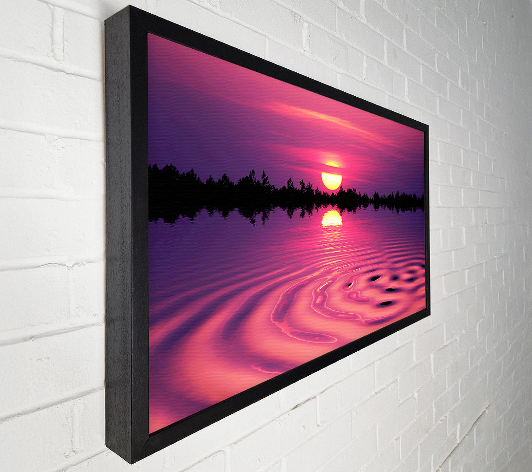  A Canvas Print of Pink Sunset Lake Swirl Canvas Wall Art