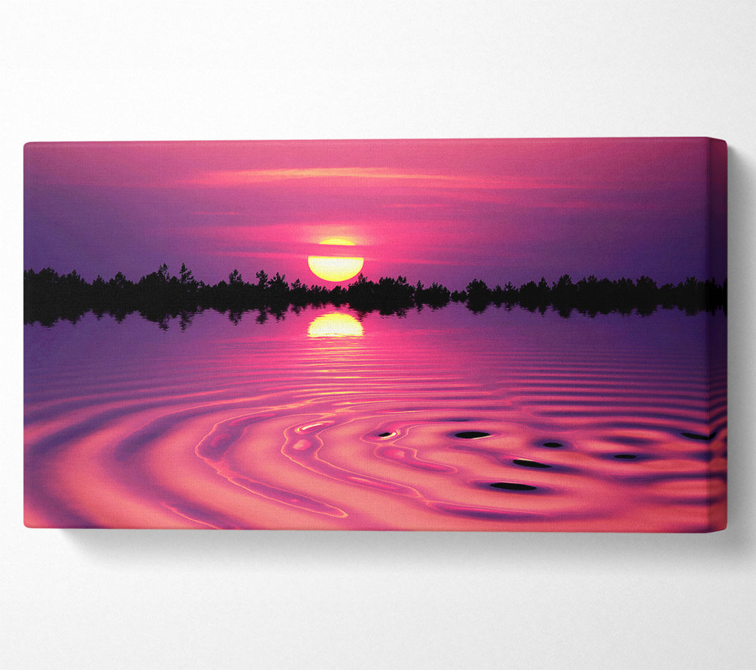 A Canvas Print of Pink Sunset Lake Swirl Canvas Wall Art