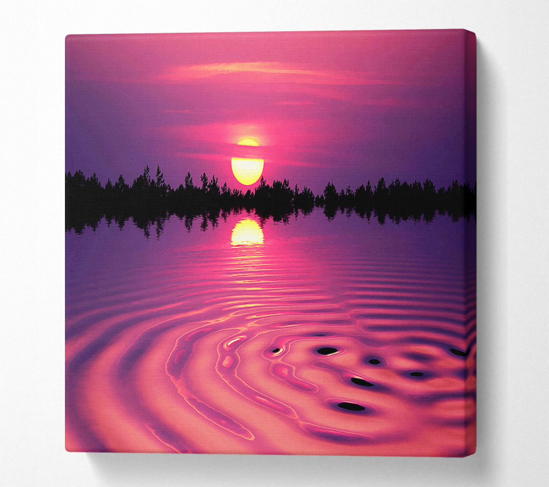  A Canvas Print of Pink Sunset Lake Swirl Canvas Wall Art