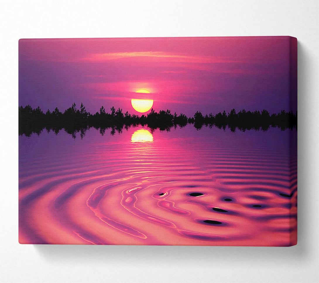  A Canvas Print of Pink Sunset Lake Swirl Canvas Wall Art