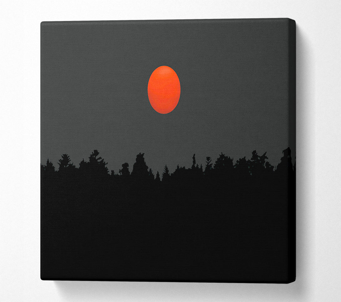  A Canvas Print of The Red Sun Over The Grey Treeline Canvas Art