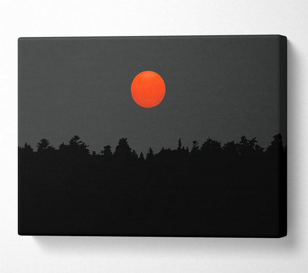  A Canvas Print of The Red Sun Over The Grey Treeline Canvas Art