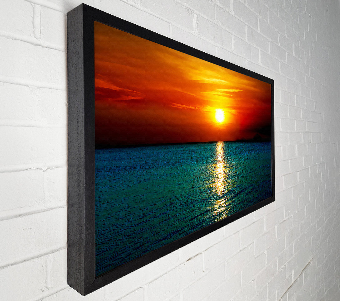  A Canvas Print of As The Sun Goes Down Over The Turquoise Ocean Canvas Wall Art