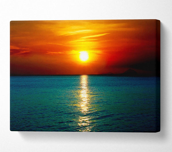  A Canvas Print of As The Sun Goes Down Over The Turquoise Ocean Canvas Wall Art