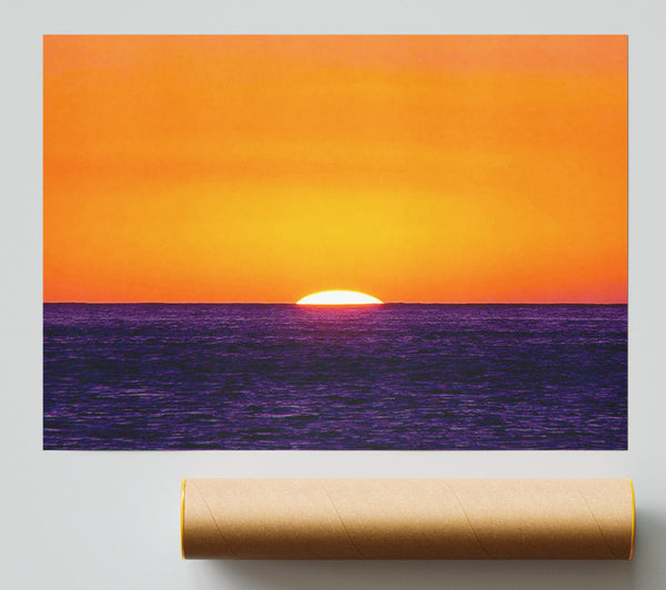 As The Sun Goes Down Over The Ocean Orange Print