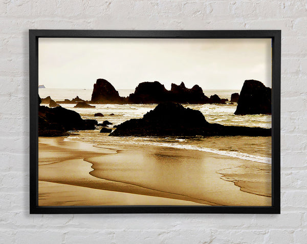 Sepia Ocean Delight Framed Print