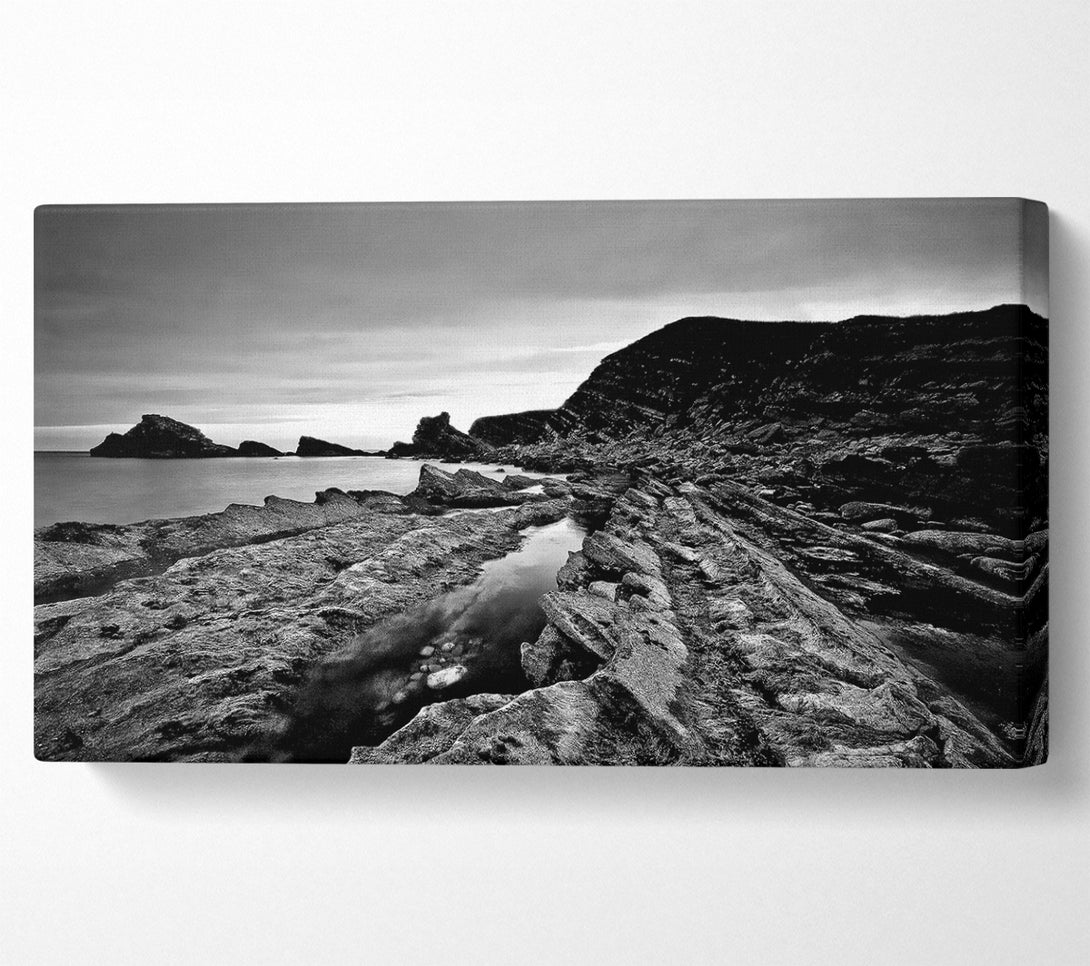  A Canvas Print of B n W Cliffs Around The Ocean Canvas Wall Art