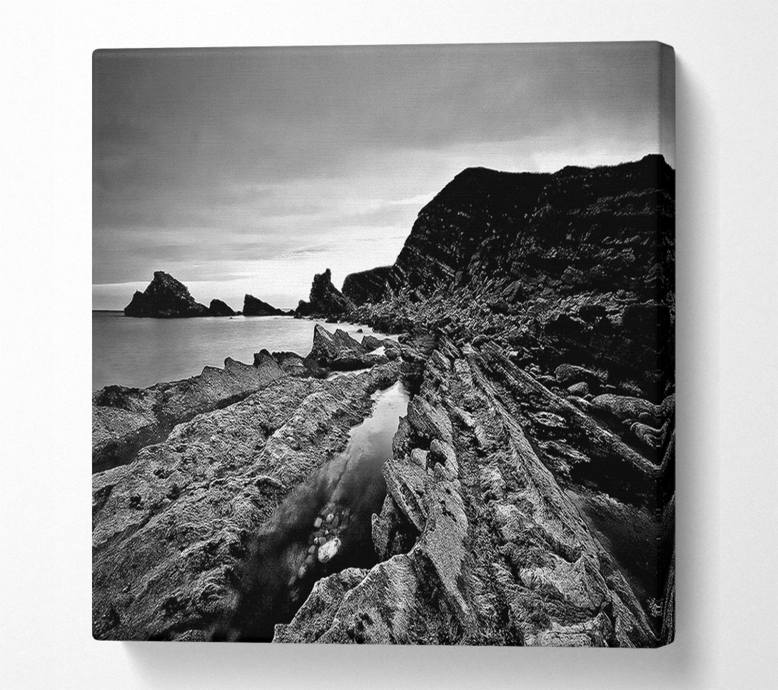  A Canvas Print of B n W Cliffs Around The Ocean Canvas Wall Art