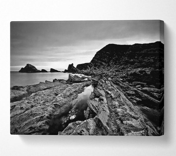  A Canvas Print of B n W Cliffs Around The Ocean Canvas Wall Art