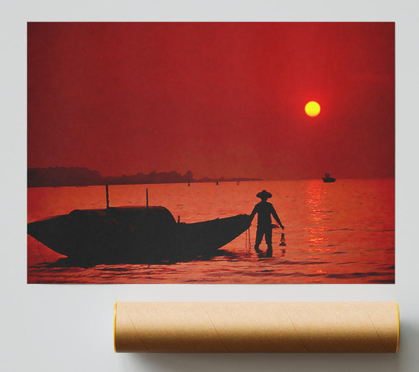 Red Fishermans Ocean Print