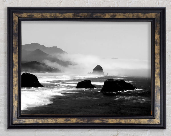 The Oceans Swell B n W Framed Print