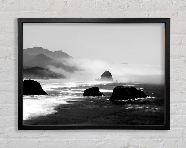 The Oceans Swell B n W Framed Print