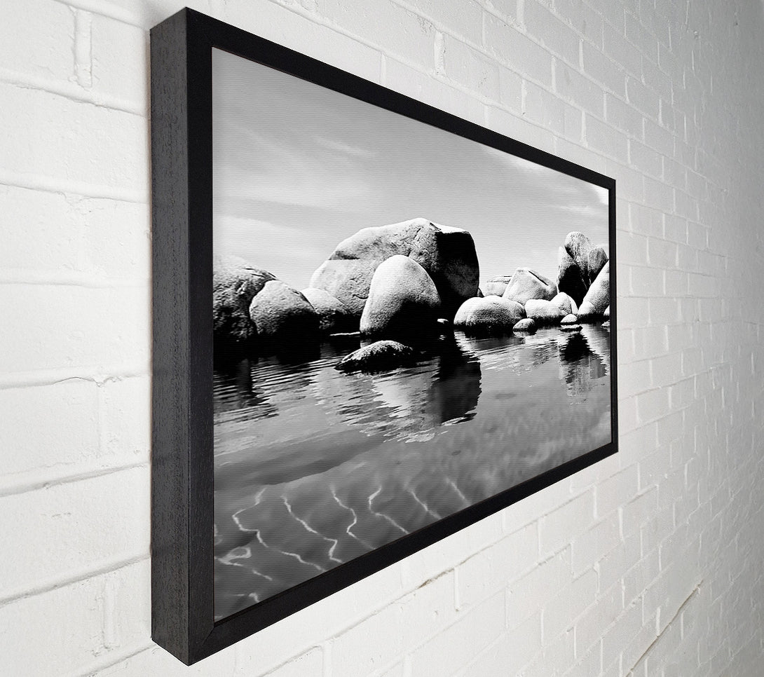  A Canvas Print of The Rock Pool B n W Canvas Wall Art