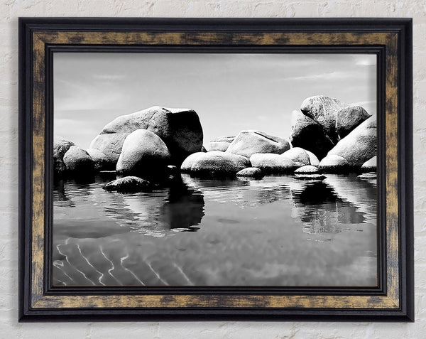The Rock Pool B n W Framed Print