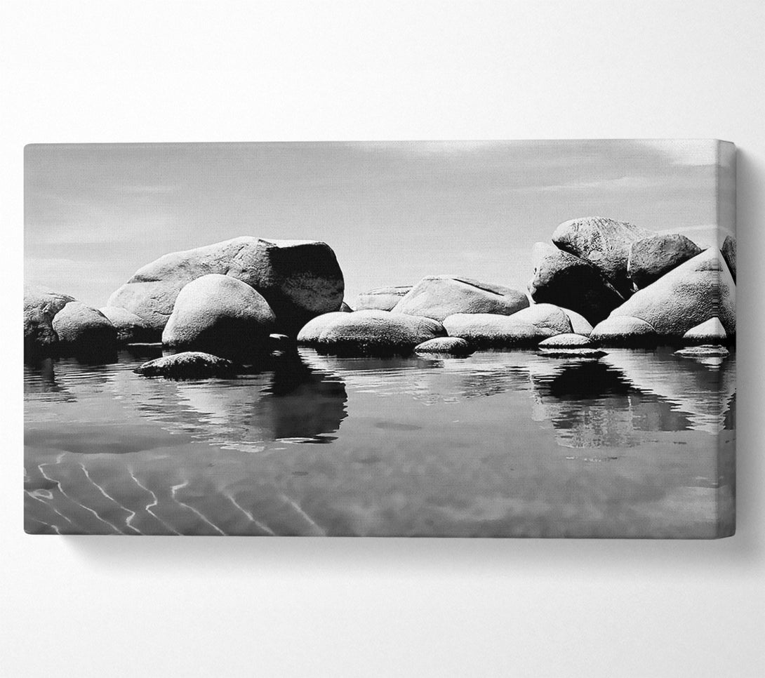  A Canvas Print of The Rock Pool B n W Canvas Wall Art