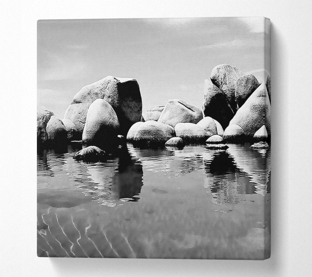  A Canvas Print of The Rock Pool B n W Canvas Wall Art