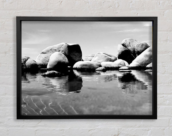 The Rock Pool B n W Framed Print