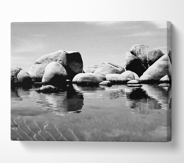 A Canvas Print of The Rock Pool B n W Canvas Wall Art