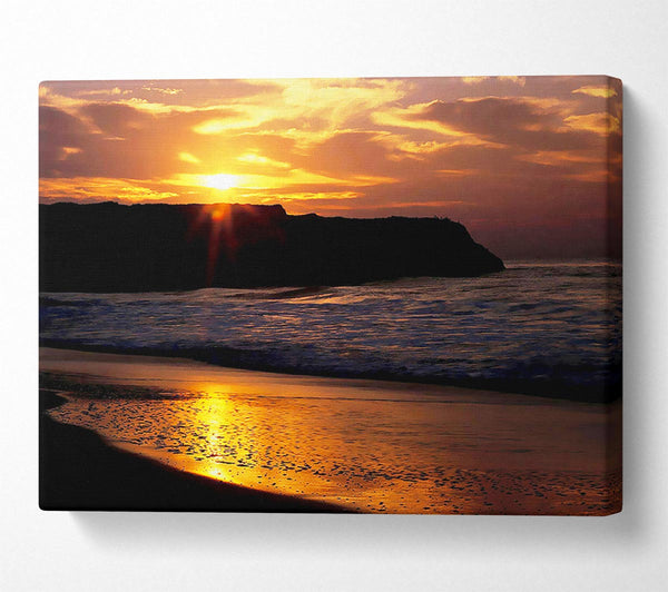  A Canvas Print of Sun Down Over Ocean Canvas Print