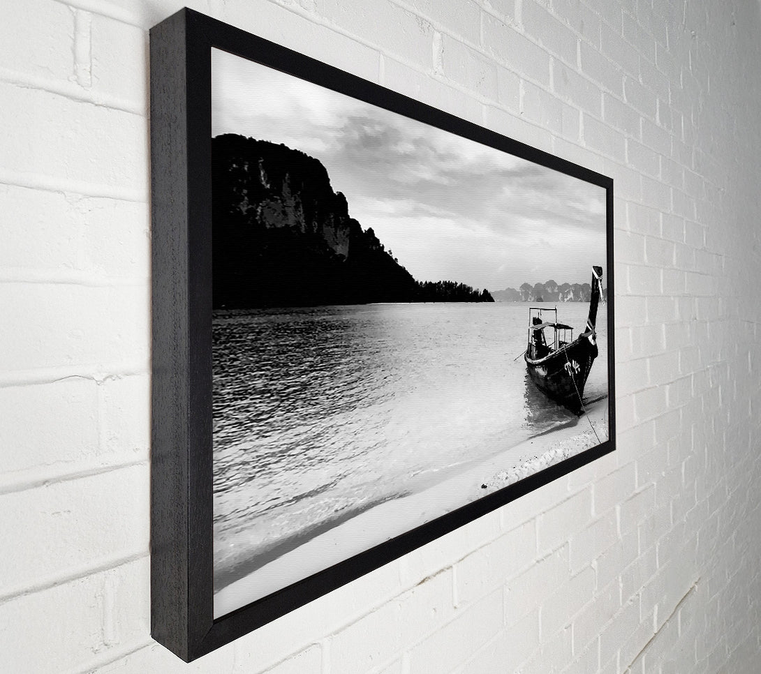  A Canvas Print of Fishermans Boat B n W Canvas Print