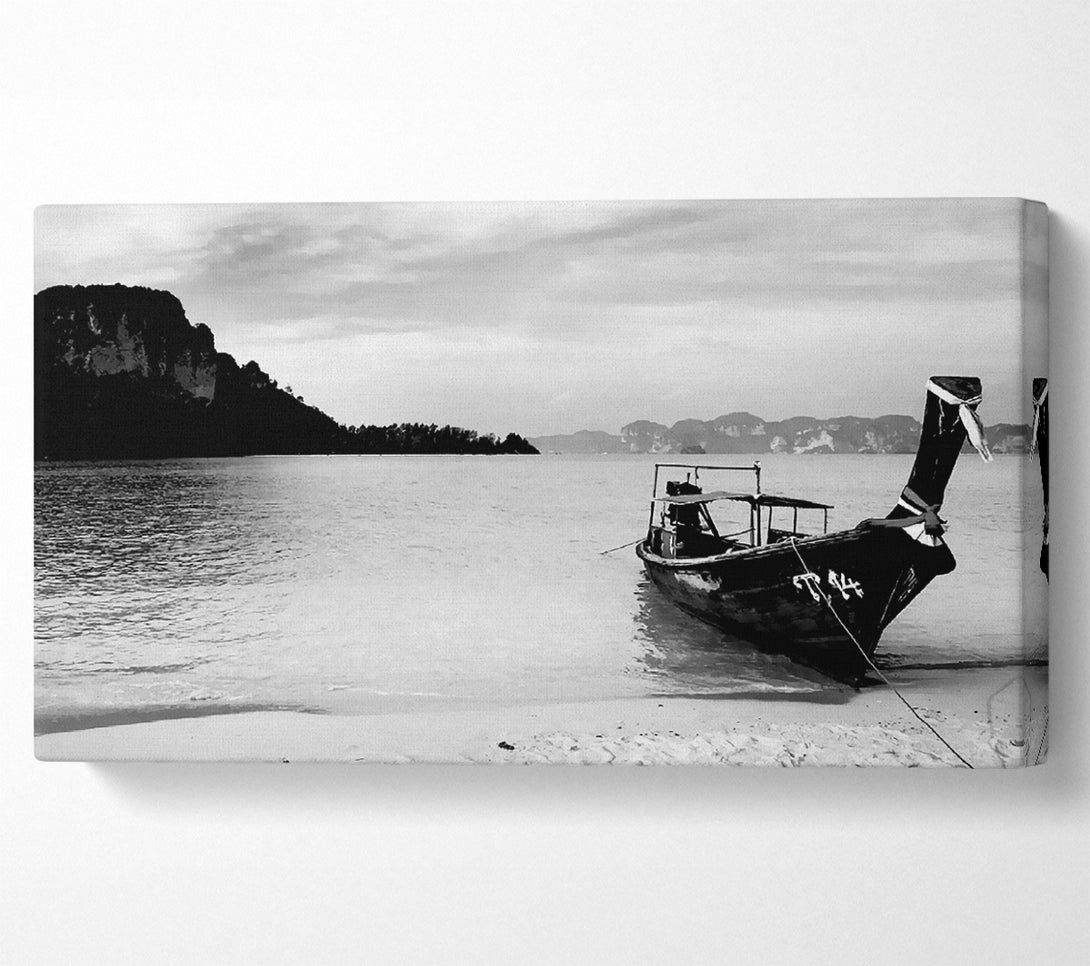  A Canvas Print of Fishermans Boat B n W Canvas Print