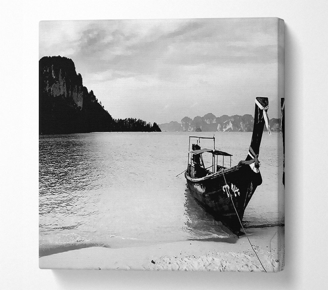  A Canvas Print of Fishermans Boat B n W Canvas Print