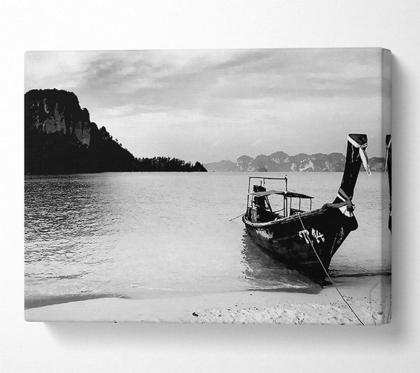  A Canvas Print of Fishermans Boat B n W Canvas Print