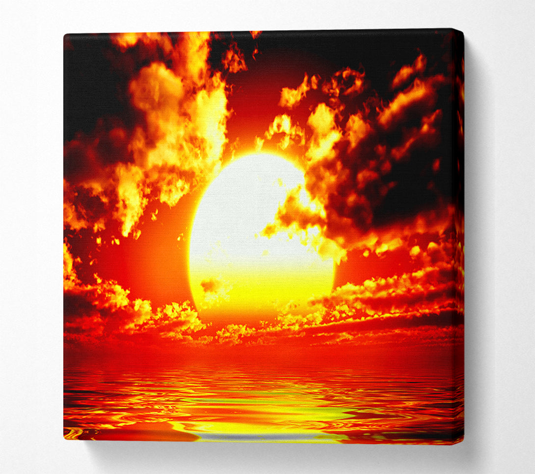  A Canvas Print of The Huge Sun Over The Ocean Canvas Art