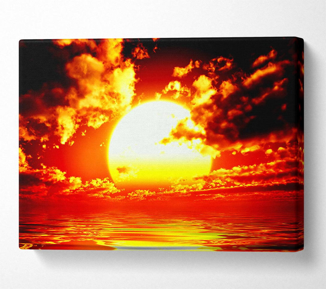  A Canvas Print of The Huge Sun Over The Ocean Canvas Art