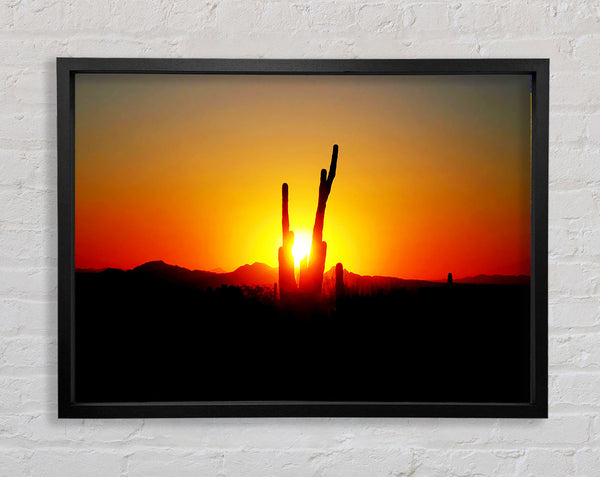 Red Cactus Sunrise Framed Print