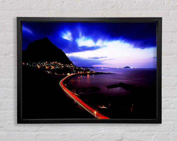 The Road Past The Ocean Framed Print