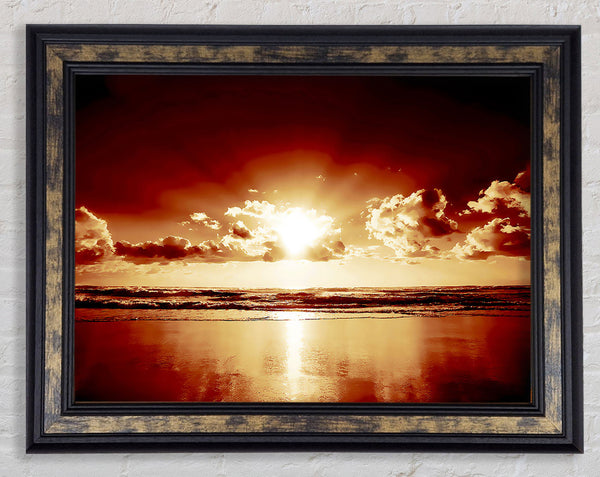 Peach Ocean Sunrise Framed Print